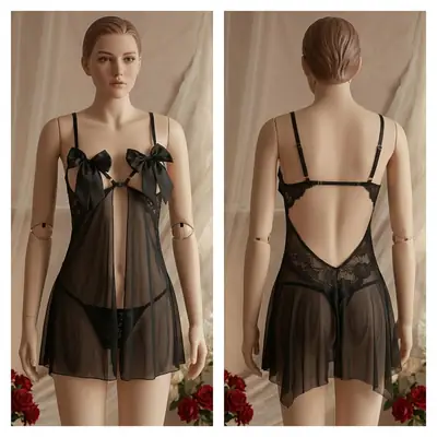 Imported Net Lace Comfortable Short Nighty / Lingerie Set