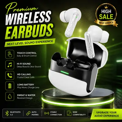 U39 Wireless Earbuds Bluetooth 5.4 Hi-Fi Stereo Touch Control Earbuds