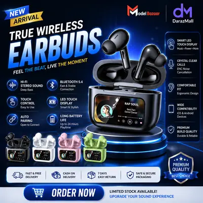 A9 Pro Wireless Earbuds Black Bluetooth 5.3 Hi-Fi Stereo TWS Earbuds thumbnail 3