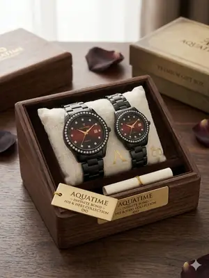 Couple's Stainless Steel Quartz Watches - Pack of 2 Unisex Analogue & Digital Timepieces