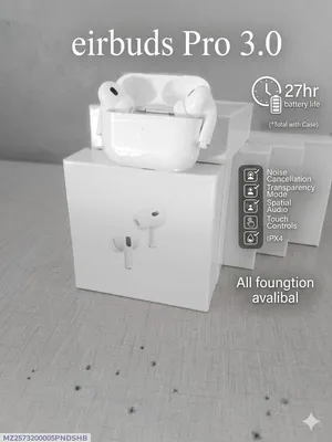 White Long-Lasting Battery With Fast Charge Earbuds Pro 3.0 thumbnail 1
