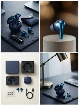 Blue Long-Lasting Battery With Fast Charge 4 Earbuds