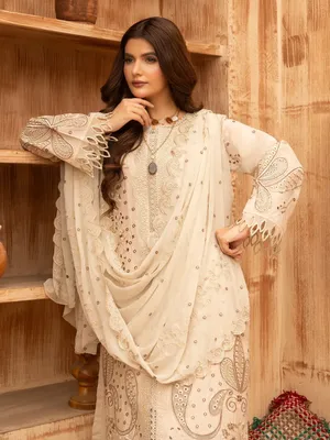 Lehran - U4A Women's Embroidered Stitched Suit - Premium Lawn 3 Pcs thumbnail 7