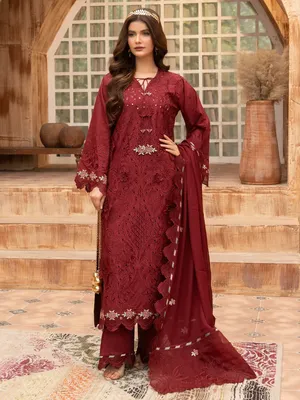 Rukh - U2A Embroidered Premium Lawn Suit - 4 Pcs Set