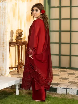 Simt - U3B Maroon Embroidered Lawn Suit for Women - 3 Pcs Set thumbnail 8