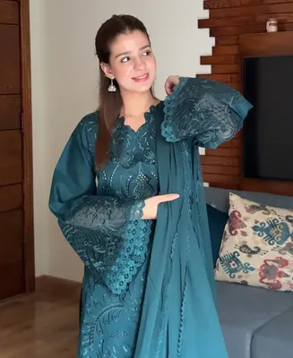Teal Majestique - Lawn Cotton Embroidered Dress thumbnail 6