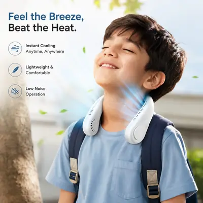Portable Neck Fan - 1 Pc White Personal Cooling Device thumbnail 4