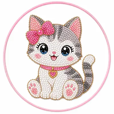 3D DIY Diamond Painting Kit  with frame - Full Drill Round - Cute Cartoon  - Random Design - Kids Wall Decor - Birthday Gift for Girls - Stress Relief Hobby - All Tools Included thumbnail 4