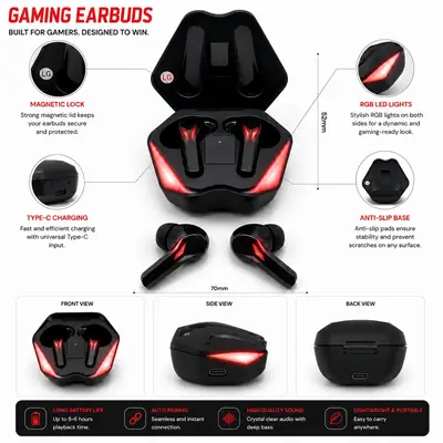 M04 Air pod Wireless Bluetooth Earphones - Stereo Sound with English Voice Prompt and Low Power Consumption