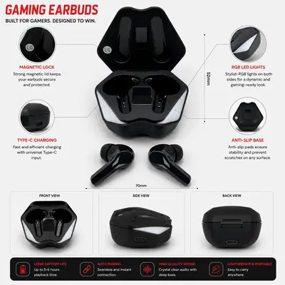 M04 Air pod Wireless Bluetooth Earphones - Stereo Sound with English Voice Prompt and Low Power Consumption thumbnail 3