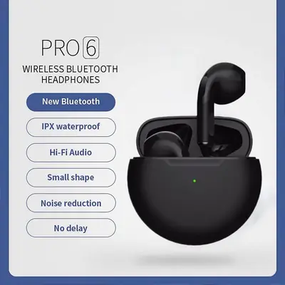 Air Pro 6 TWS Wireless Headphones Bluetooth Earphone 5.0 Stereo Headset Earbuds with Microphone for Phone
