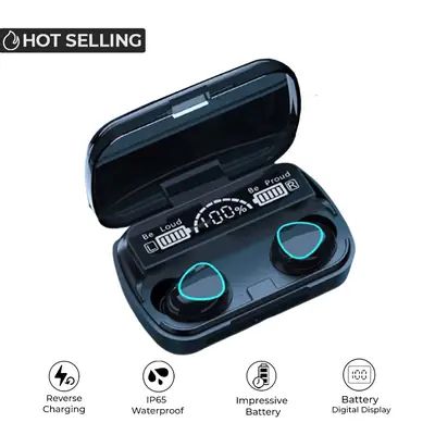 Black Long-Lasting Battery With Fast Charge 10 Earbuds