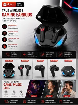  Air pod Wireless Bluetooth Earphones - Stereo Sound with English Voice Prompt and Low Power Consumption thumbnail 4