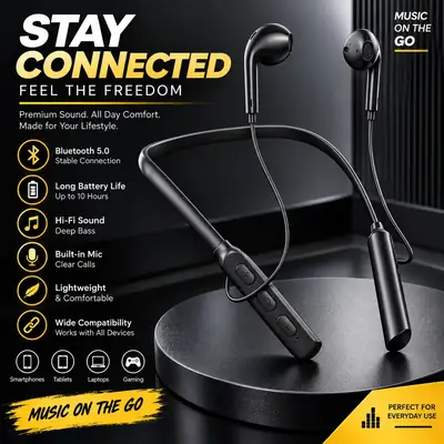 Neckband Bluetooth Wireless Earphones – Stereo Sound