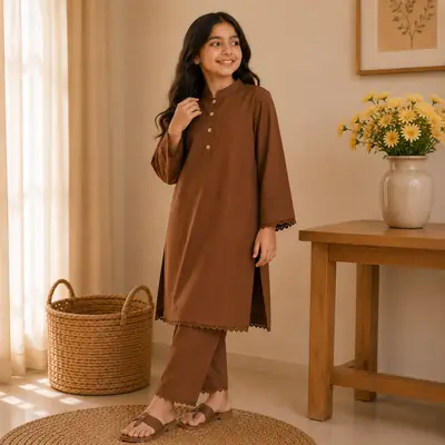 Stylish Girl's Georgette Kurta and Trouser Set 