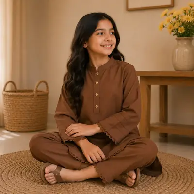 Stylish Girl's Georgette Kurta and Trouser Set  thumbnail 2