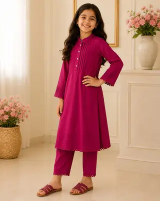 Charming Girl's Georgette Kurta and Trouser Set - 2 Pcs