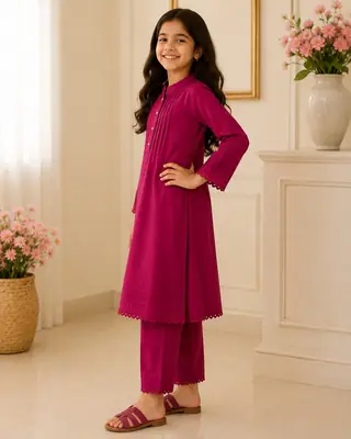 Charming Girl's Georgette Kurta and Trouser Set - 2 Pcs thumbnail 2