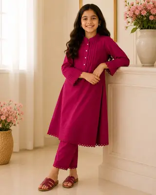 Charming Girl's Georgette Kurta and Trouser Set - 2 Pcs thumbnail 3