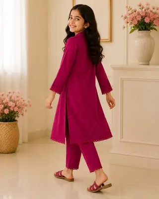 Charming Girl's Georgette Kurta and Trouser Set - 2 Pcs thumbnail 5