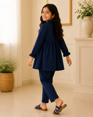 Stylish Girl's Georgette Kurta And Trouser Set - 2 Pcs  thumbnail 4