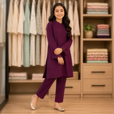Elegant Girl's Georgette Kurta And Trouser Set - 2 Pcs 