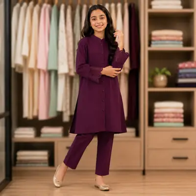 Elegant Girl's Georgette Kurta And Trouser Set - 2 Pcs  thumbnail 2
