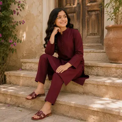 Stylish Girl's Georgette Kurta and Trouser Set - 2 Pcs thumbnail 4
