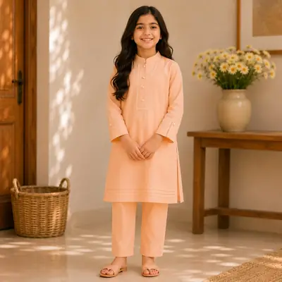 Chic Georgette Kurta and Trouser Set for Girls - 2 Pcs thumbnail 4