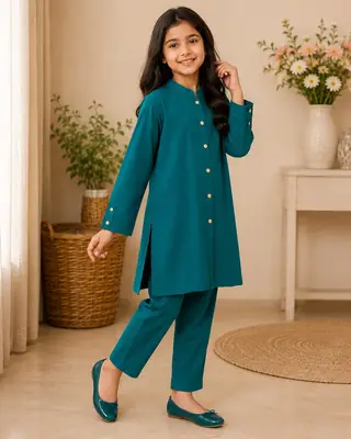 Stylish Girl's Kurta And Trouser Set - 2 Pcs in Georgette