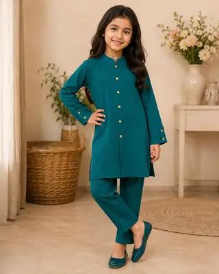 Stylish Girl's Kurta And Trouser Set - 2 Pcs in Georgette thumbnail 2