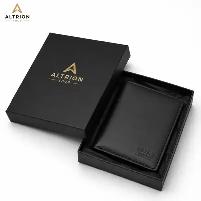 Premium Genuine Leather Black Bifold Wallet for Men | Slim Card Holder & Cash Wallet