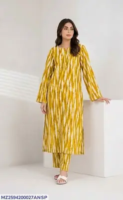 2 Pcs Women's Unstitched Digital Print Suit