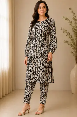 2 Pcs Women's Unstitched Printed Suit
