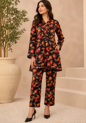 2 Pcs Women's Unstitched Printed Suit