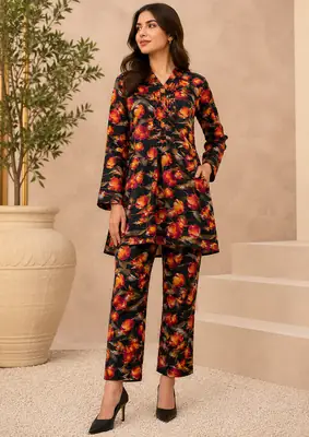 2 Pcs Women's Unstitched Printed Suit