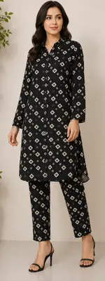 2 Pcs Women's Unstitched Printed Suit