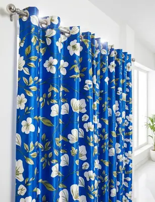 1 Pc Velvet Printed Indoor Home Curtains Blue thumbnail 2