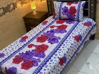 2 Pcs Crystal Cotton Printed Single Bedsheet