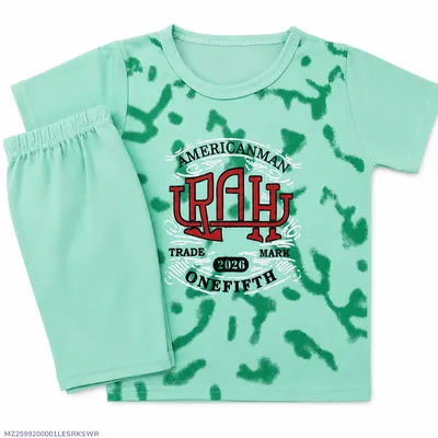 Printed Cotton Tracksuit for Boys - 2 Pcs Set - Size 1-2 Years in Green