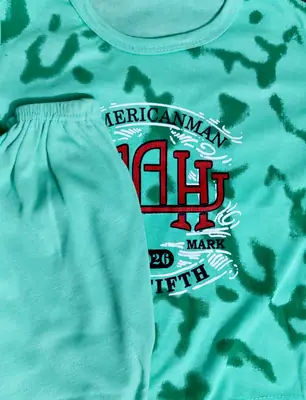 Printed Cotton Tracksuit for Boys - 2 Pcs Set - Size 1-2 Years in Green thumbnail 2