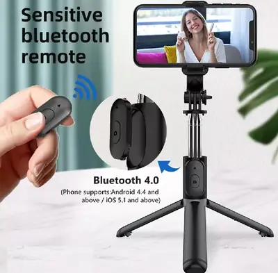 4 In 1 Selfie Stick Stick Tripod With Bluetooth Remote Connection thumbnail 2