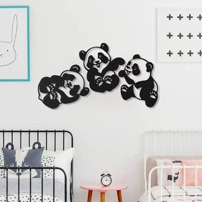 Panda Wall Art Set Black White Modern Decor