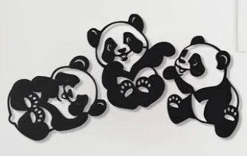 Panda Wall Art Set Black White Modern Decor thumbnail 2