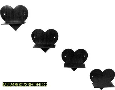 Modern 3D Heart Wall Hanging Set of 3 Black thumbnail 3
