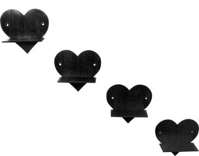Modern 3D Heart Wall Hanging Set of 3 Black