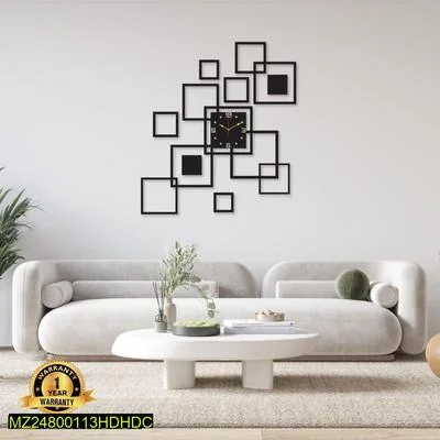 Modern Black Geometric Wall Clock for Home Office Decor