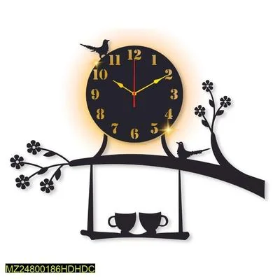 Laminated Wall Clock With Bird Design & Backlight