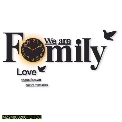 Laminated Wall Clock With Light, 32x16" Modern Family Design