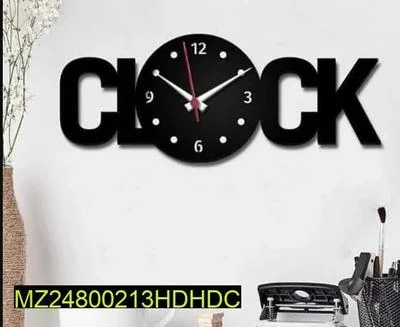 Modern Black Wall Clock 12-Hour Analog MDF Decor